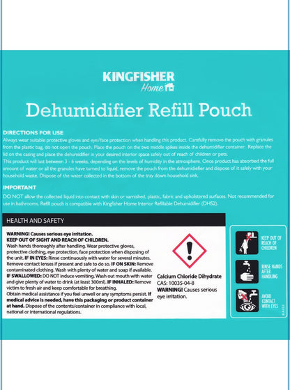KINGFISHER DEHUMIDIFIER INTERIOR REFILL POUCH 450g