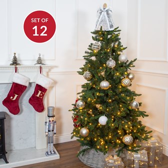 The Christmas Workshop 12PK Shatterproof Large Baubles Gold