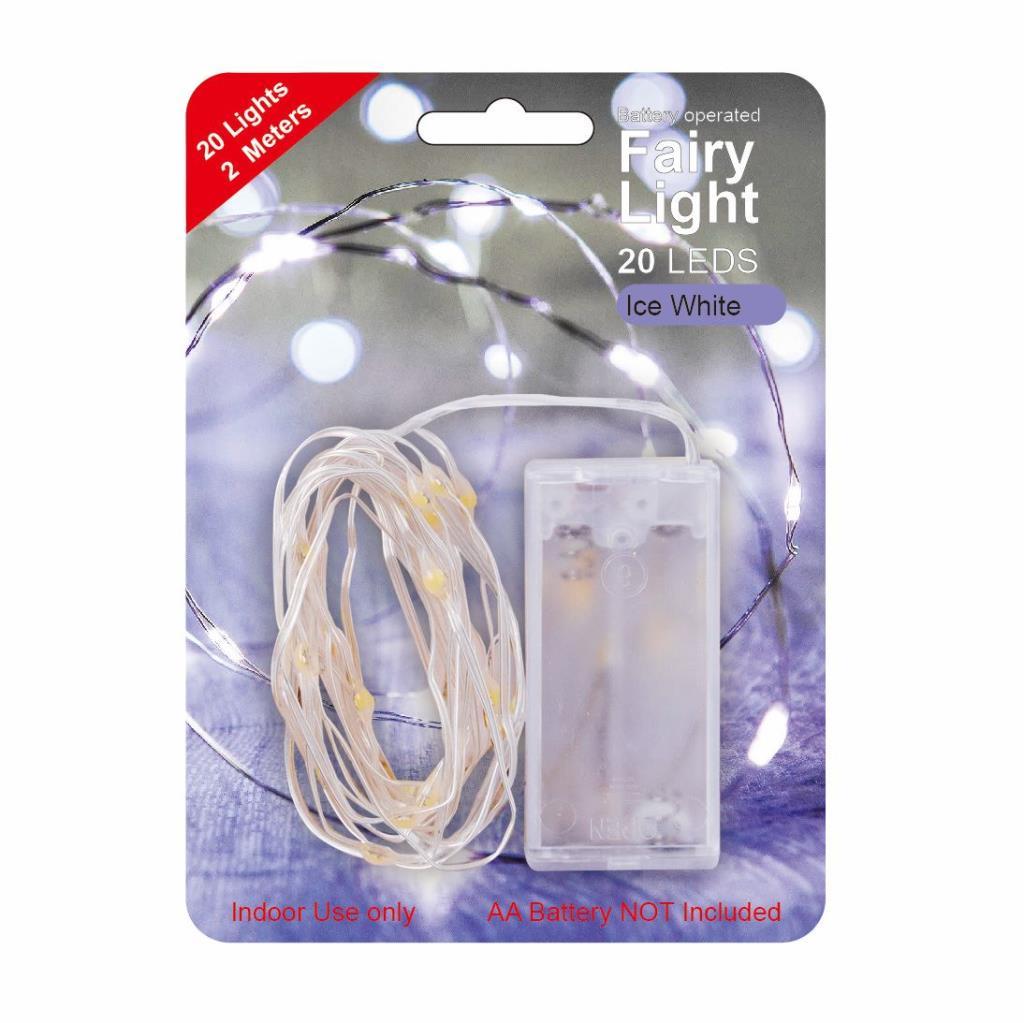 BATTERY OPERATED FAIRY LIGHT 20 LEDS ICE WHITE