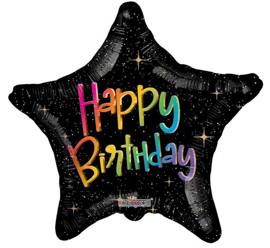 18in BIRTHDAY MULTICOLOUR STAR ECO FOIL BALLOON