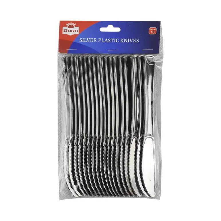 Silver Plastic Knives 18Pk