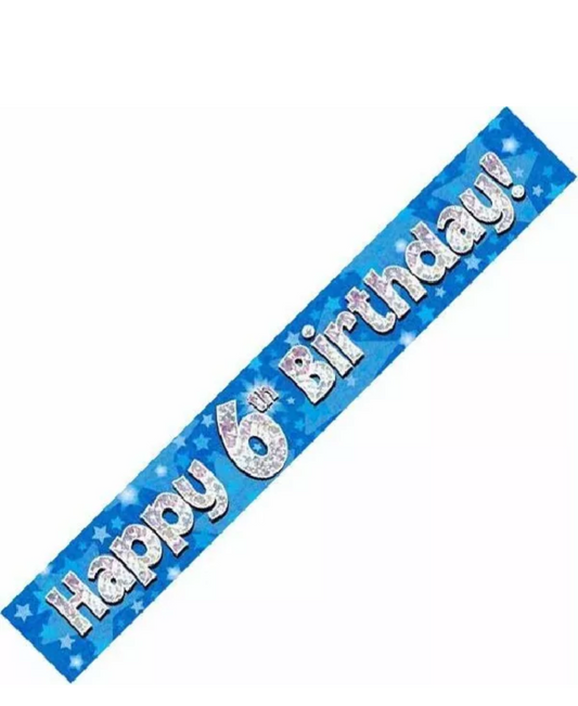 Happy 6th birthday Holographic banner 9 feet