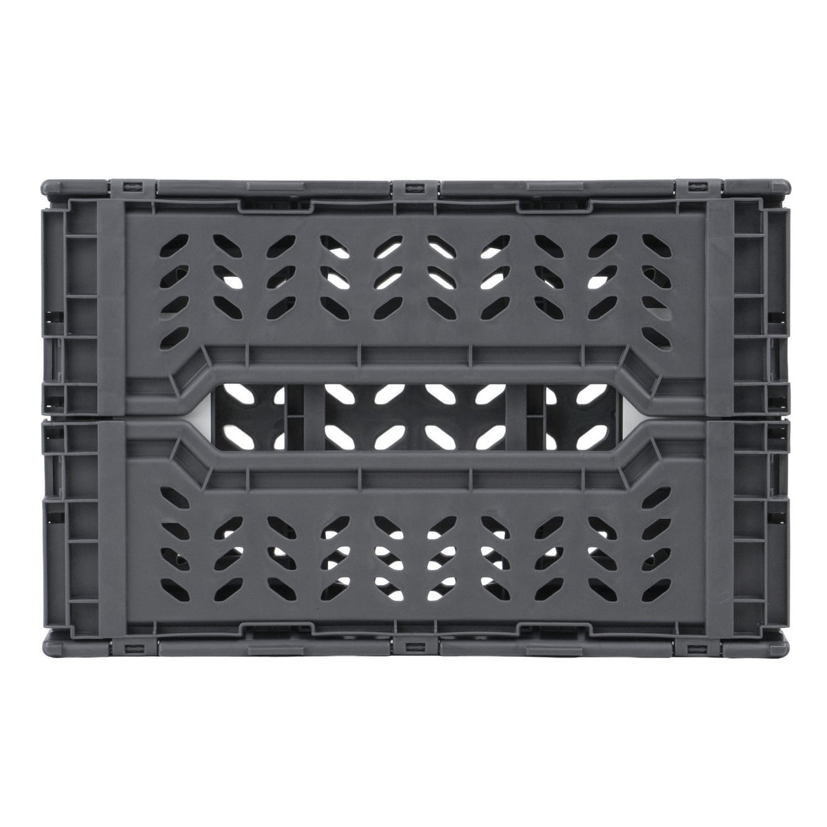 JVL Stackit Set of 2 Plastic Foldable Storage Crates – Small 4L Capacity – Collapsible Stackable Storage Box, Grey