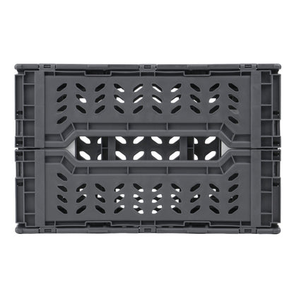 JVL Stackit Set of 2 Plastic Foldable Storage Crates – Small 4L Capacity – Collapsible Stackable Storage Box, Grey