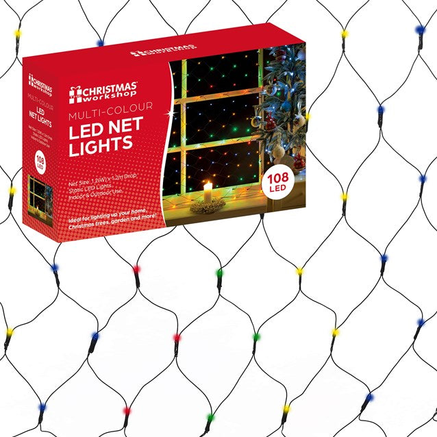 Christmas Workshop 108 LED Net Static Light - Multi Coloured