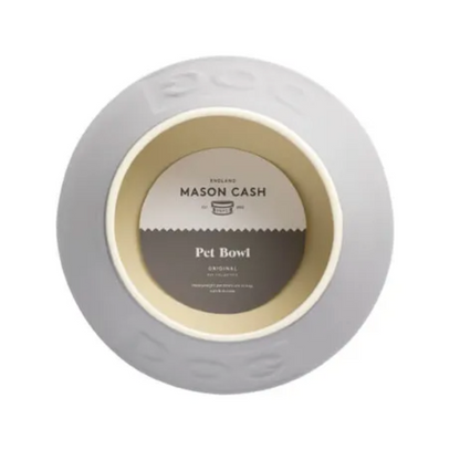 Mason Cash Grey Ceramnic Non Tip Lettered Dog Bowl 21cm