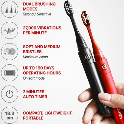 LG Reach Dual Sonic Toothbrush includes 4 Toothbrush Heads 27000 VPM Red