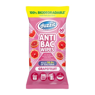 LINGETTES BIODÉGRADABLES ANTIBACTÉRIENNES PAMPLEMOUSSE DUZZIT (LOT DE 60)