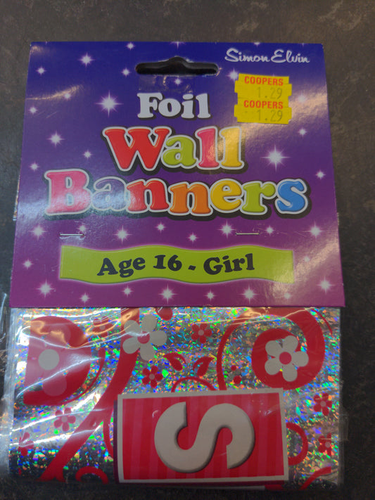 Bannière d'anniversaire 16 ans Fille 2,74 m