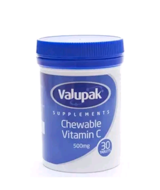 Valupak Vitamines Vitamine C Masticable 500 mg 30 Comprimés