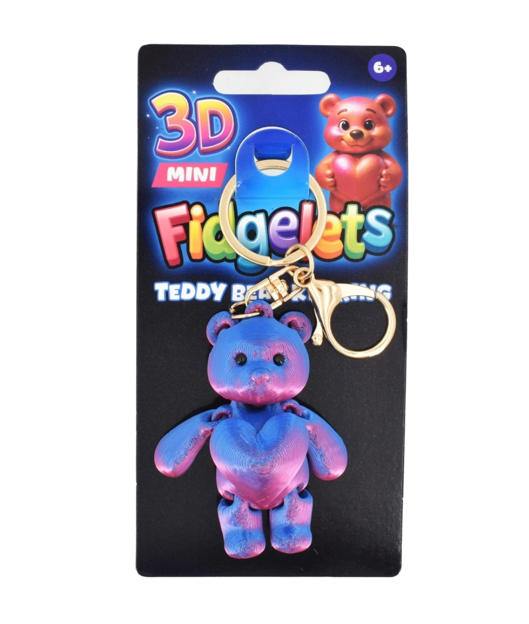 Fidgelets 3D Mini Teddy Keyrings Assorted Colours