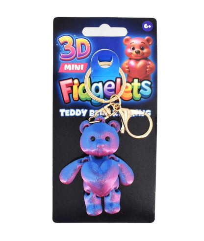 Fidgelets 3D Mini Teddy Keyrings Assorted Colours