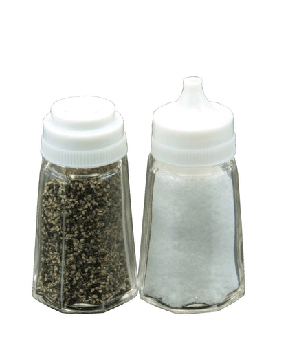 Apollo Glass Salt and Pepper Set With Plastic Lid and White 7cm