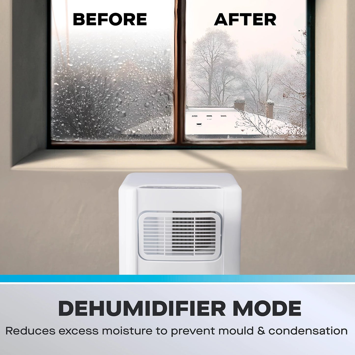 Climatiseur portable 3-en-1 Daewoo pour chambre ou bureau, unité AC 5000 BTU avec déshumidificateur et ventilateur, télécommande - Blanc