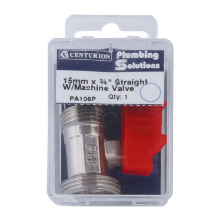 CENTURION 15mm x 3/4 STRAIGHT W/MACHINE VALVE