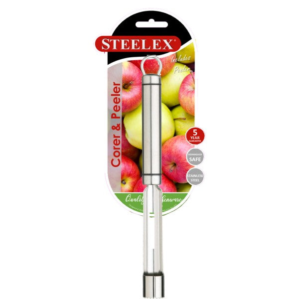 Éplucheur et évidoir Steelex en acier inoxydable