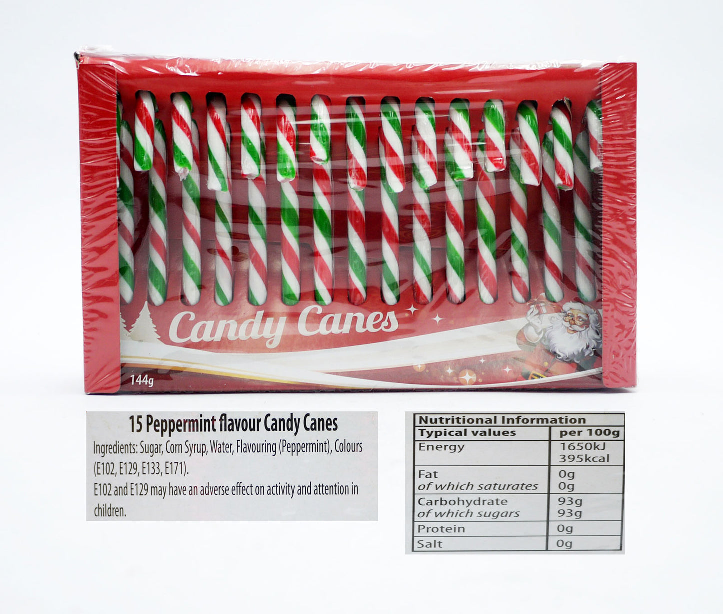 15 PEPPERMINT FLAVOR CANDY CANES 15PACK  144g