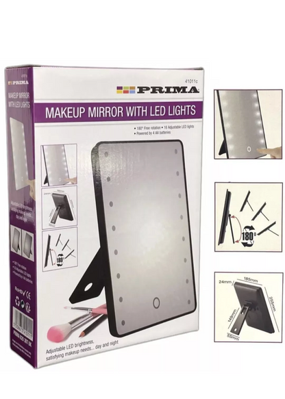 Miroir de maquillage 16 LED Miroir de salle de bain tactile éclairé cosmétique et rasage