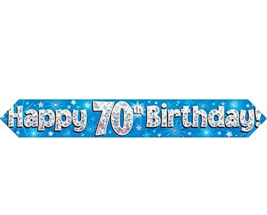 Happy 70th birthday banner 9 feet blue