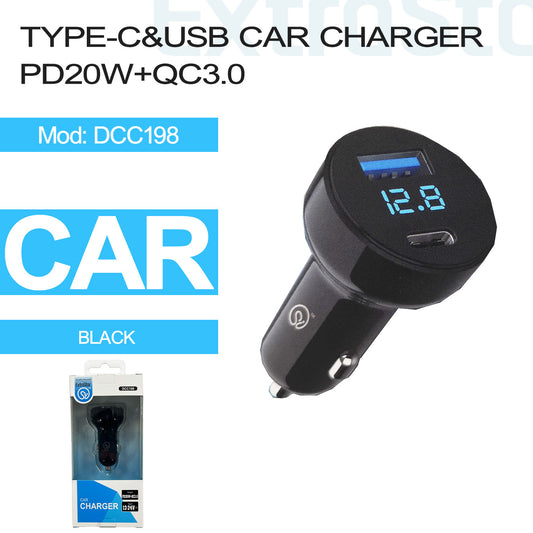 Extrastar
Chargeur de voiture USB C + USB PD20W + QC3.0 (DCC198)