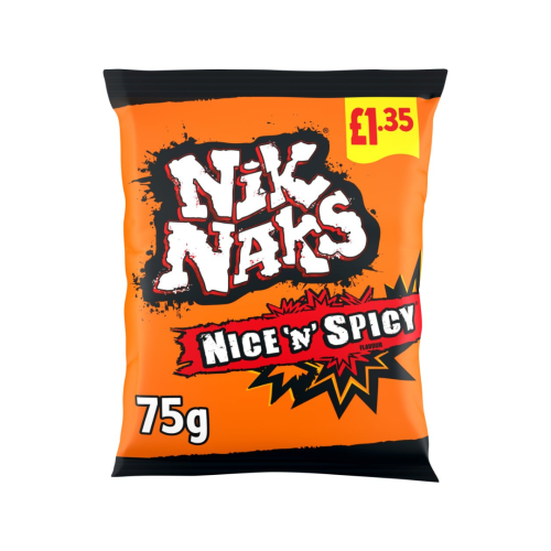 Nik Naks Nice N Spicy Crisps £1.35 PMP 75g