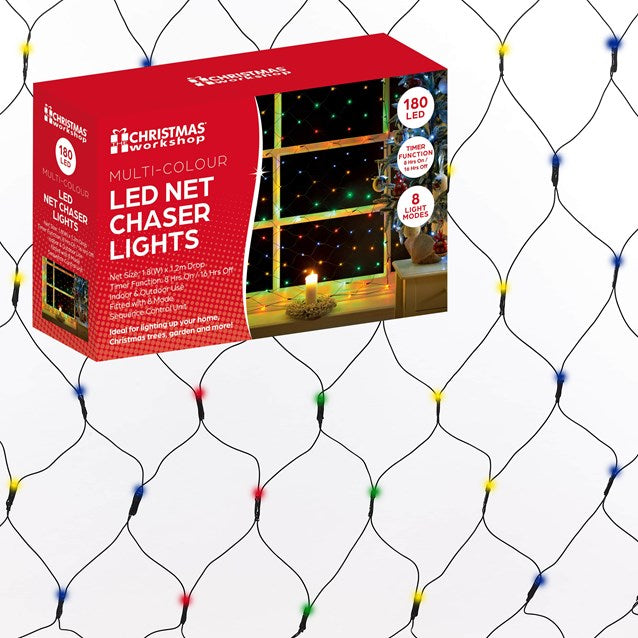 Christmas Workshop 180 LED Net Chaser Lights - Multi Coloured