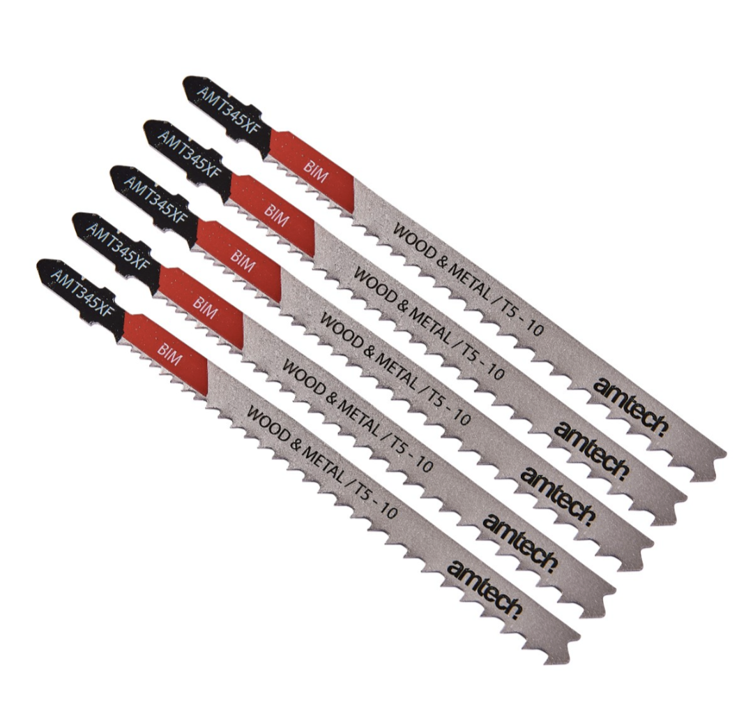 Amtech, lot de 5 lames de scie sauteuse pour bois et métal (AMT345XF)