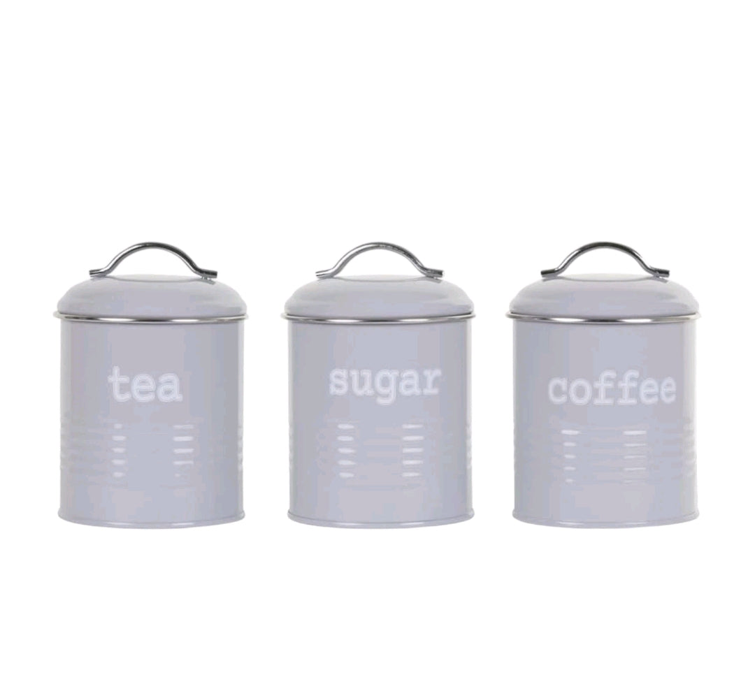 Apollo Boîtes de conservation rondes hermétiques (lot de 3) pour thé, café, sucre, gris