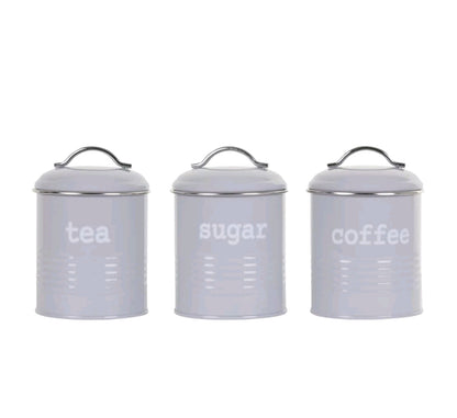 Apollo Boîtes de conservation rondes hermétiques (lot de 3) pour thé, café, sucre, gris