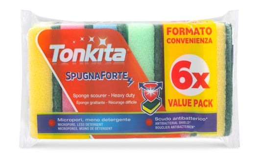 Tonkita Éponges à Récurer Anti-bactériennes Robustes 6 pièces