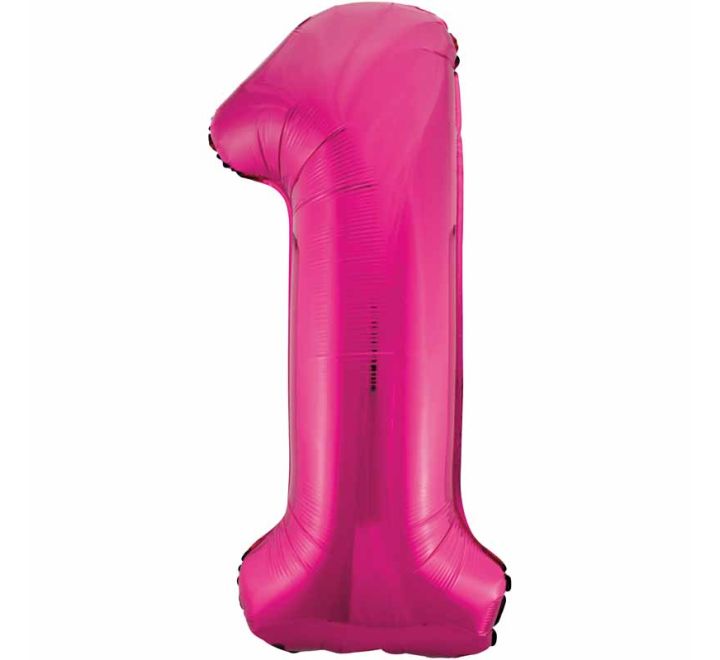 Unique 34″ Pink Number 1 Shaped Foil Balloon