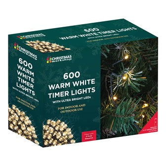 Christmas Workshop 600 LED Battery operated Timer Light - Warm White