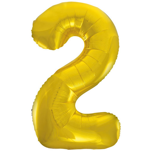 Unique 34″ Classic Gold Number 2 Shaped Foil Balloon