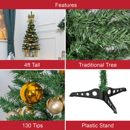 The Christmas Workshop 4ft Traditional Green Artificial Christmas Tree with Stand