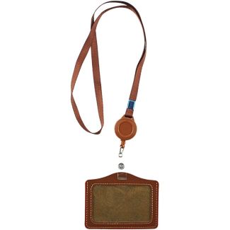 ID Pouch with Stretch Lanyard – Black /Brown