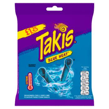 Takis Blue Heat Seasoned Chilli and Lime Flavour Fried Corn Snack 55g