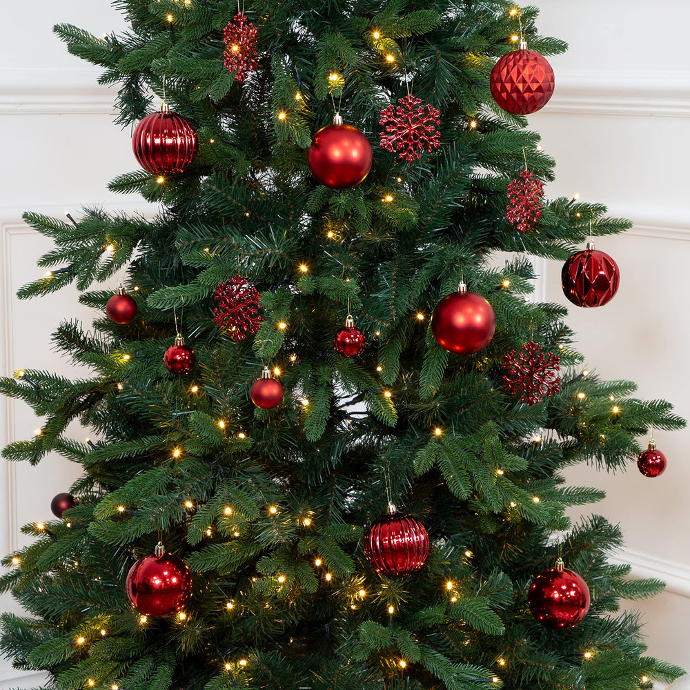 The Christmas Workshop Red Shatterproof Christmas Baubles – Set of 50, Mixed Sizes