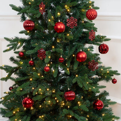 The Christmas Workshop Red Shatterproof Christmas Baubles – Set of 50, Mixed Sizes