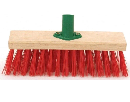 11" Broom plain socket Red PVC Fill/Bktd with wooden stick