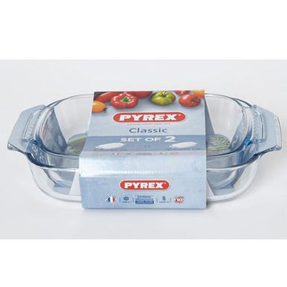 Pyrex Classic Easy Grip 2pc Medium Roaster Set