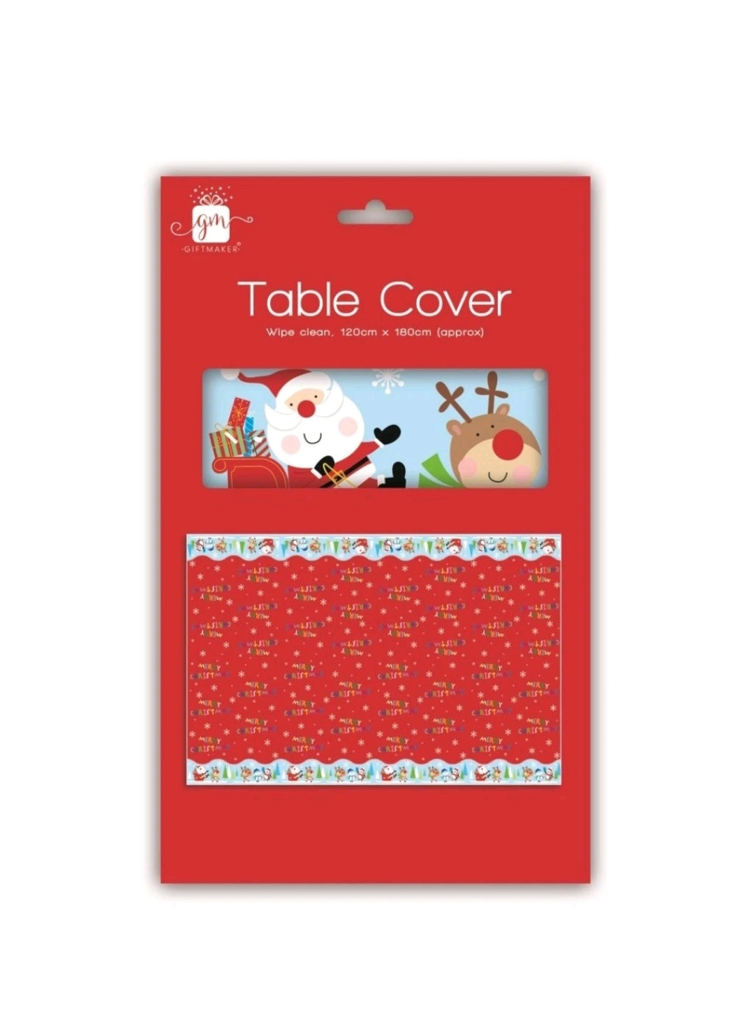 Giftmaker Merry Christmas Plastic Tablecloth Table Cover 120 x 180cm Reusable Dinner Xmas