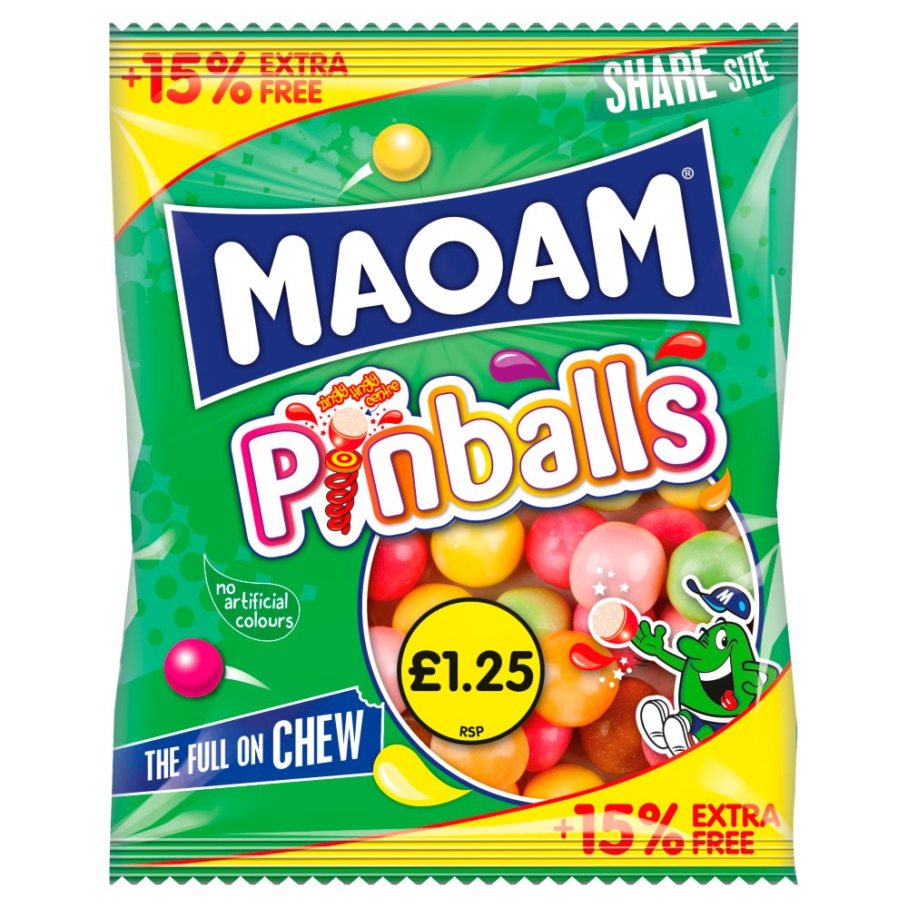 MAOAM Pinballs Fruit & Cola Flavour Chewy Sweets Sharing Bag 161g