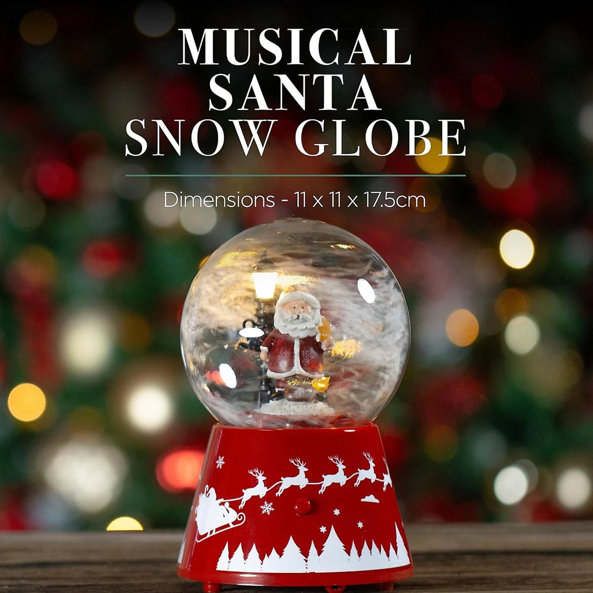 Christmas Snow Globe Santa Musical LED Light Battery Operated Xmas Ornament