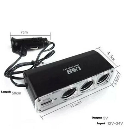 Roadster 12V 24V Volt 1 USB + 3 Multi Socket Car Van HGV Cigarette Lighter Plug Adapter 3