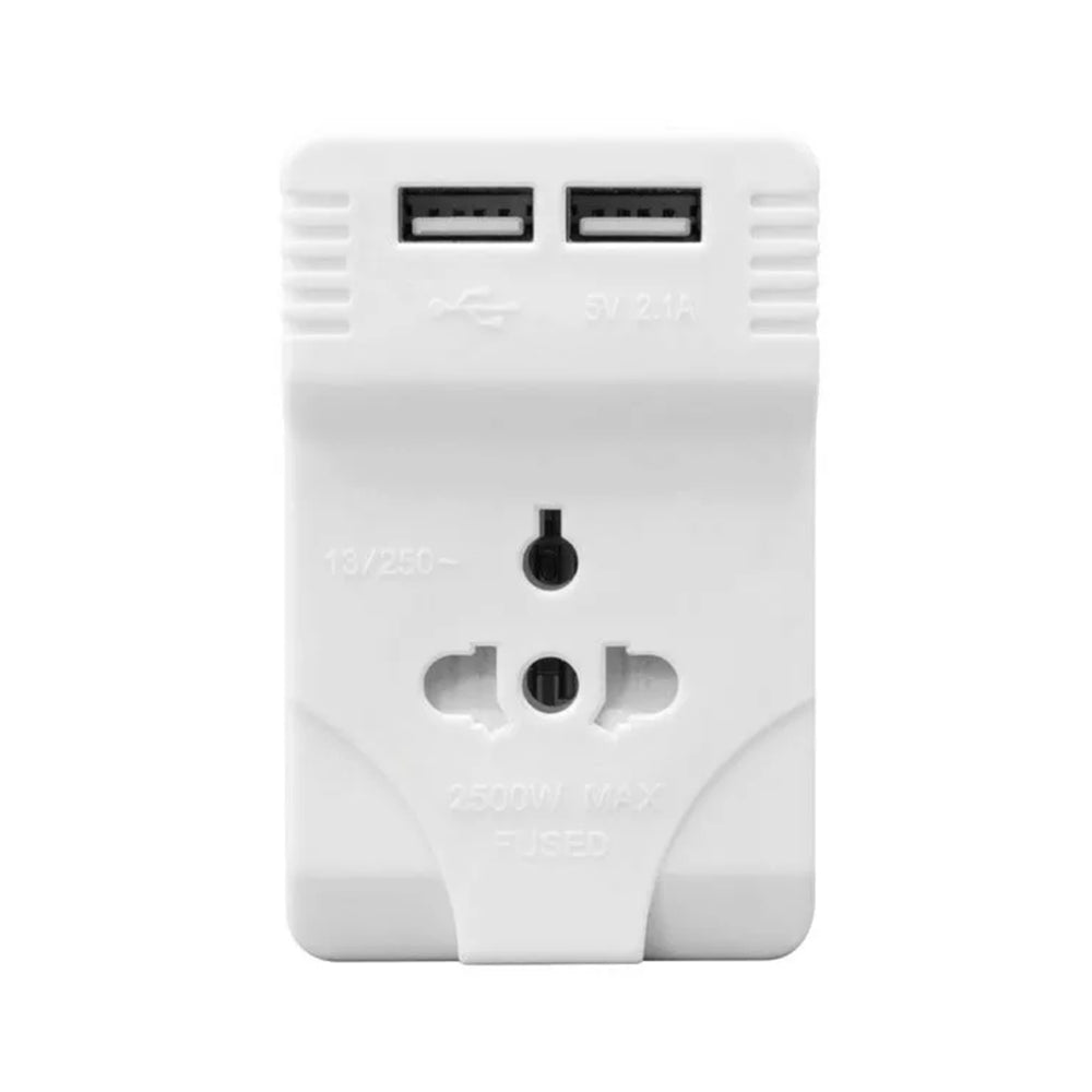 DAEWOO 3 Pin UK Visitor Tourist Adaptor With 2 USB Ports 5V-2.1A