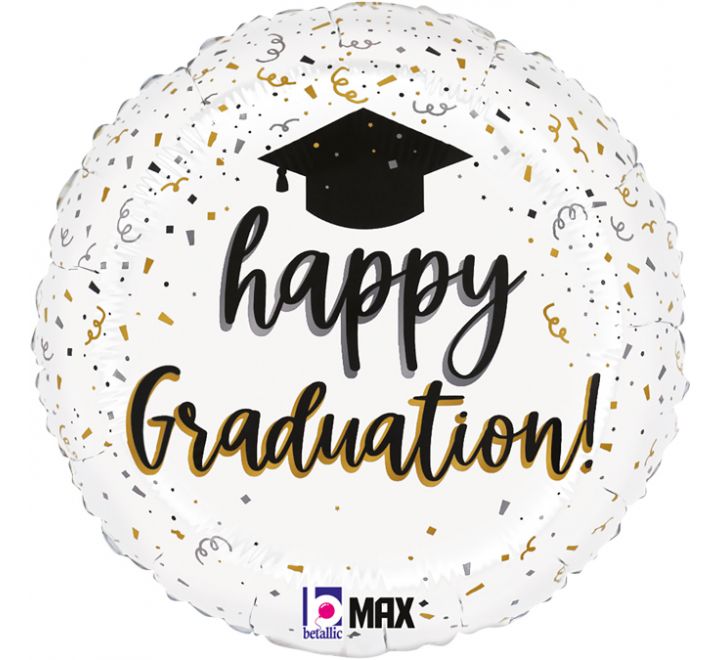 18in SATIN GRADUATION CONFETTI FOIL BALLOON