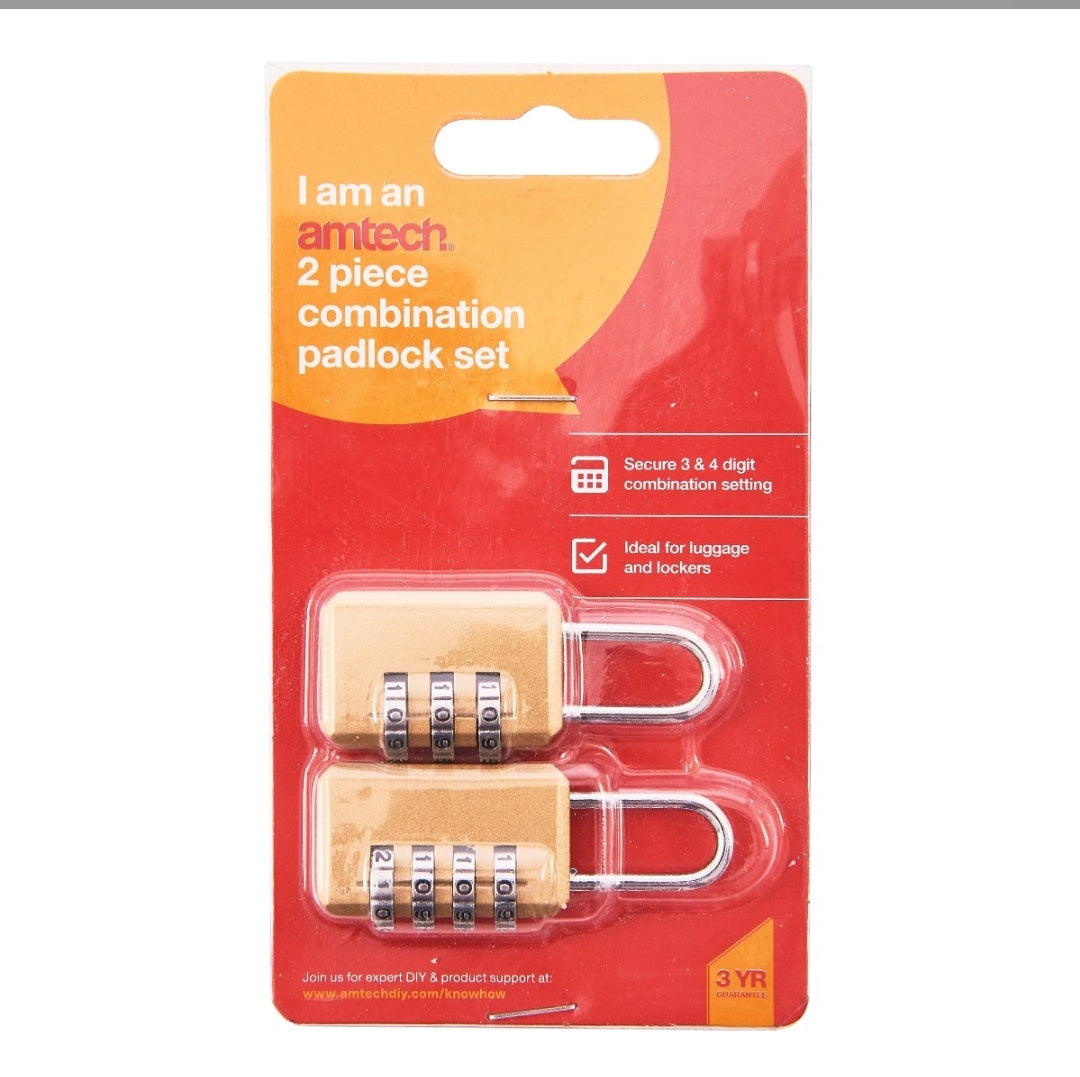 Amtech 2 Piece combination padlock set