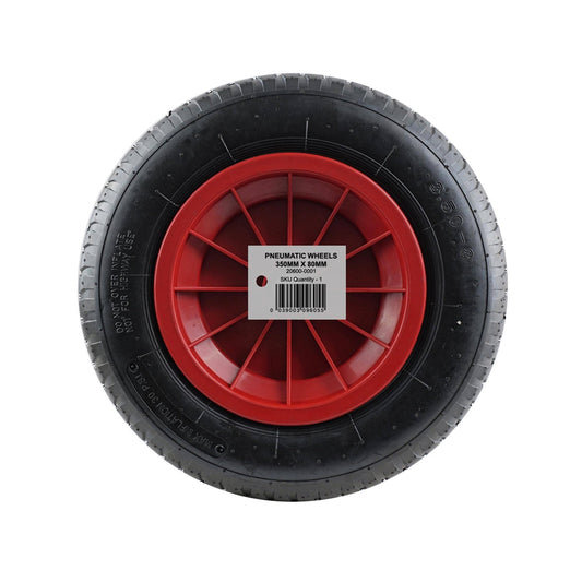 Pneumatic Wheelbarrow Wheel with Red Plastic Hub - 350mm