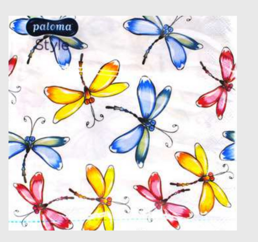 Serviettes Paloma 20pces 3 épaisseurs 33x33cm Libellule