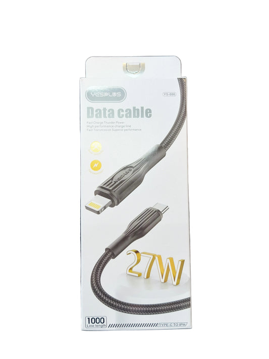 YESPLUS USB Type C to Lightning Cable 27W, Black 1m